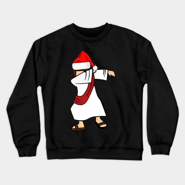 Christmas Dabbing Santa Jesus Christ Crewneck Sweatshirt by Melaine GoddessArt